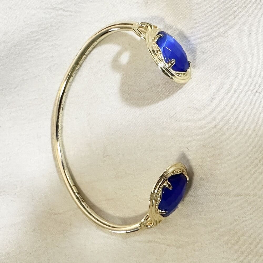 Kendra Scott Andy Gold tone Adjustable Cuff Gold and Royal Blue Bracelet